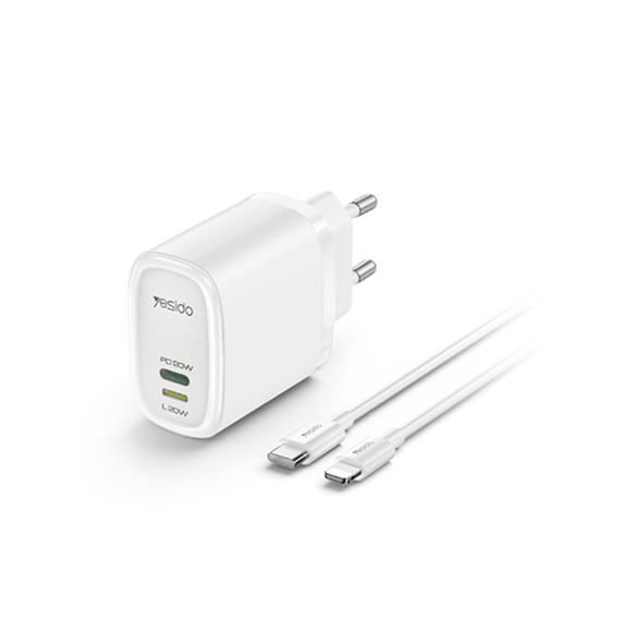 Yesido YC44 PD Charger with 20W Type-C / 20W Lightning Port
